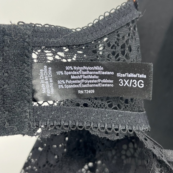 Rene Rocs Black Intimates Sz 3X Sleepwear Lace Trimmed Sheer - Picture 6 of 12